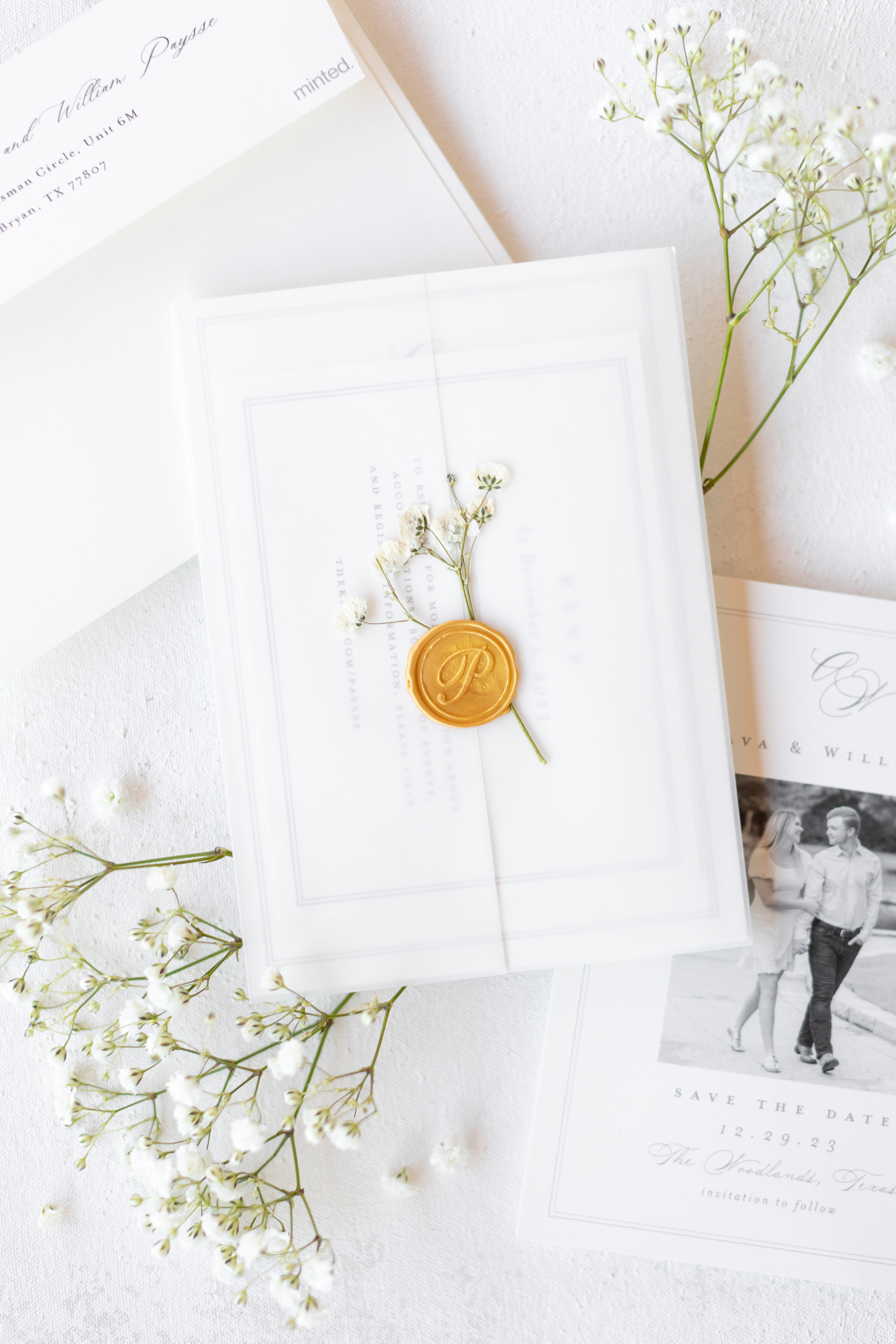 the woodlands country club wedding invitation suite for shelby cole photography